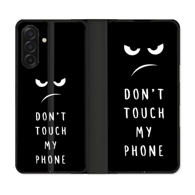 Housse cuir portefeuille Pour Samsung Galaxy A17 5G Humour Don't Touch