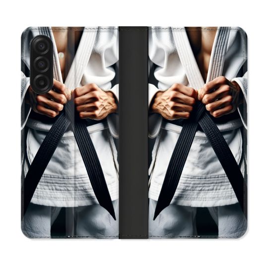 Housse cuir portefeuille Pour Samsung Galaxy A17 5G Kimono Ceinture