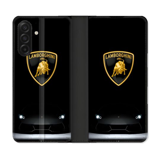 Housse cuir portefeuille Pour Samsung Galaxy A17 5G Lamborghini Noir