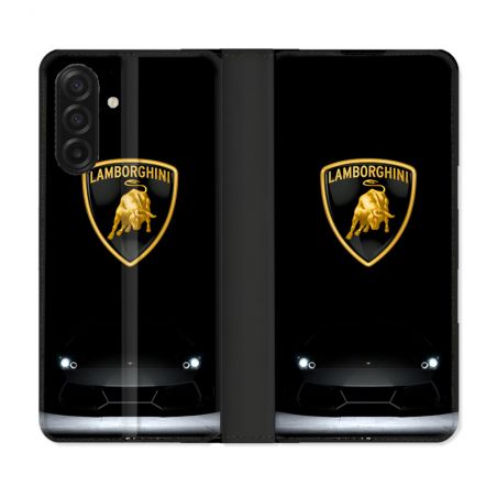 Housse cuir portefeuille Pour Samsung Galaxy A17 5G Lamborghini Noir