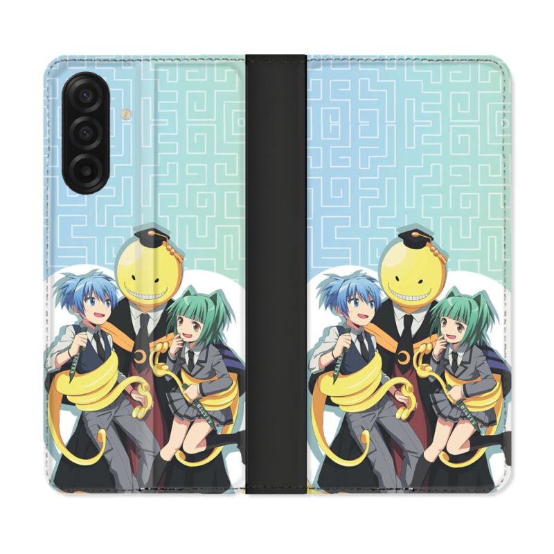 Housse cuir portefeuille Pour Samsung Galaxy A17 5G Manga Assassination Classroom Kuro Trio