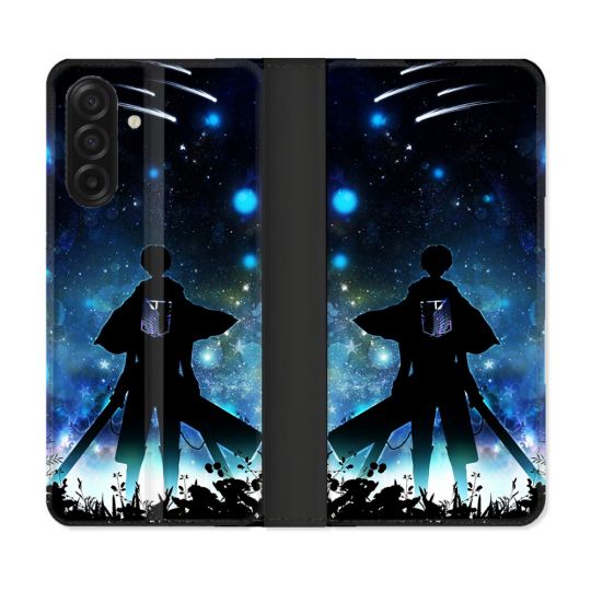 Housse cuir portefeuille Pour Samsung Galaxy A17 5G Manga Attaque Titans Levi