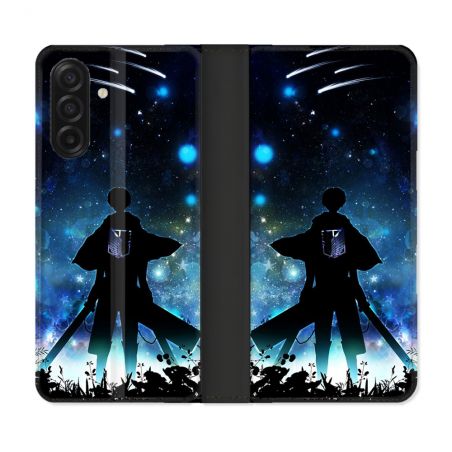 Housse cuir portefeuille Pour Samsung Galaxy A17 5G Manga Attaque Titans Levi