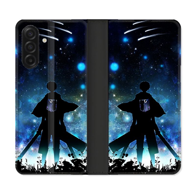 Housse cuir portefeuille Pour Samsung Galaxy A17 5G Manga Attaque Titans Levi
