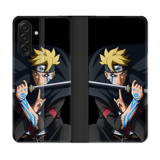 Housse cuir portefeuille Pour Samsung Galaxy A17 5G Manga Boruto Tatouage