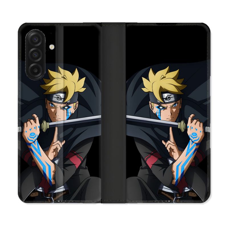 Housse cuir portefeuille Pour Samsung Galaxy A17 5G Manga Boruto Tatouage