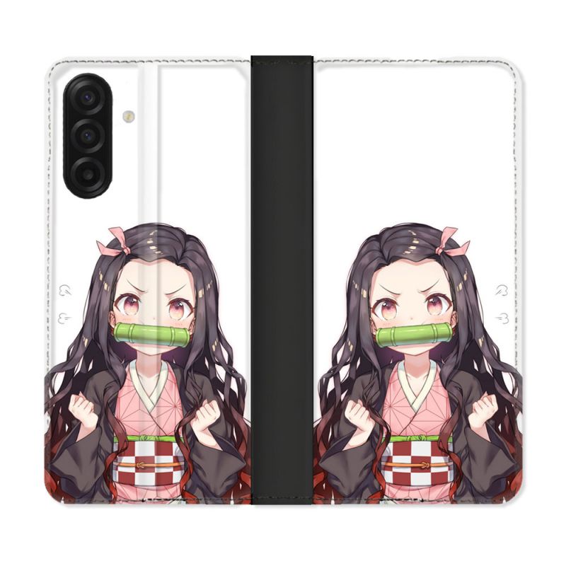 Housse cuir portefeuille Pour Samsung Galaxy A17 5G Manga Demon Slayer Nezuko