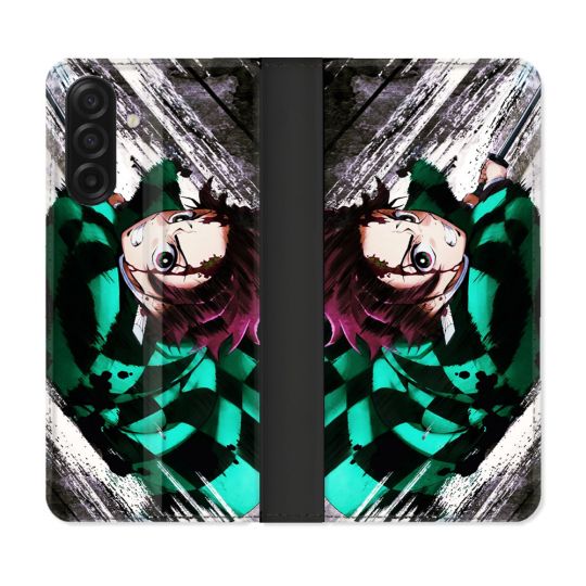 Housse cuir portefeuille Pour Samsung Galaxy A17 5G Manga Demon Slayer Tanjiro