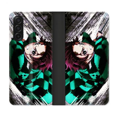 Housse cuir portefeuille Pour Samsung Galaxy A17 5G Manga Demon Slayer Tanjiro