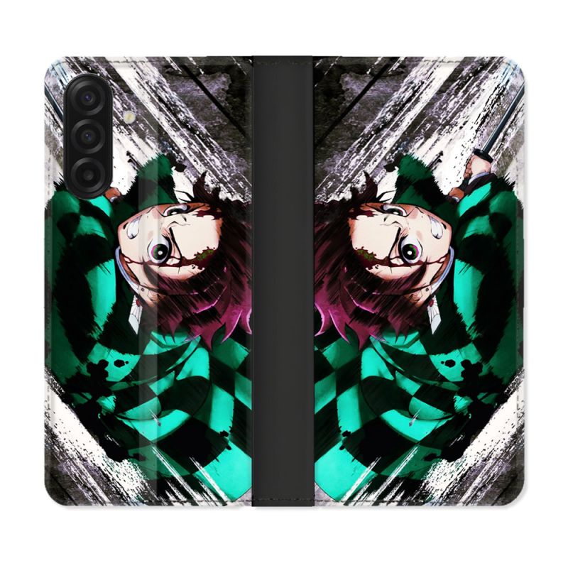 Housse cuir portefeuille Pour Samsung Galaxy A17 5G Manga Demon Slayer Tanjiro