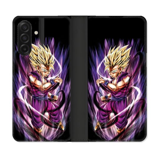 Housse cuir portefeuille Pour Samsung Galaxy A17 5G Manga Dragon Ball Sangohan Violet