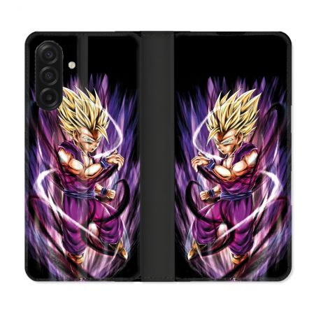Housse cuir portefeuille Pour Samsung Galaxy A17 5G Manga Dragon Ball Sangohan Violet