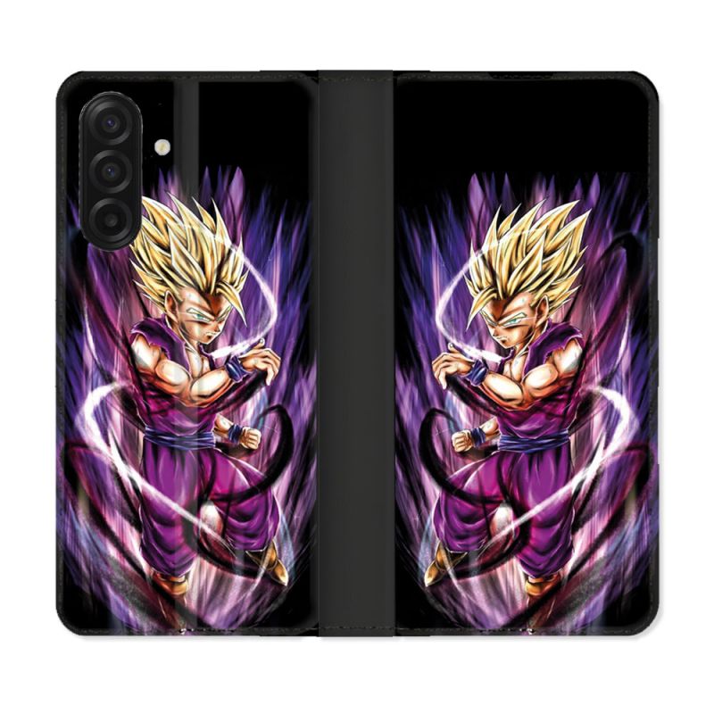 Housse cuir portefeuille Pour Samsung Galaxy A17 5G Manga Dragon Ball Sangohan Violet