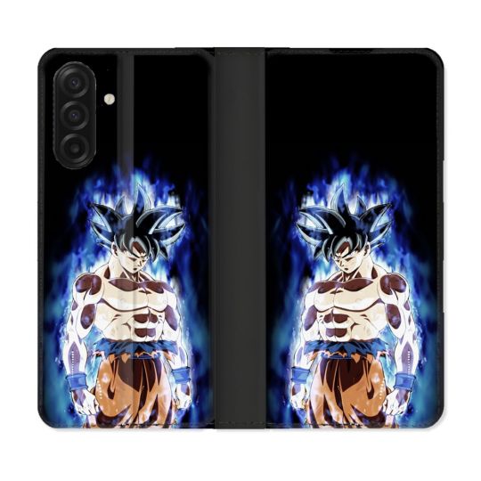 Housse cuir portefeuille Pour Samsung Galaxy A17 5G Manga Dragon Ball Sangoku Noir