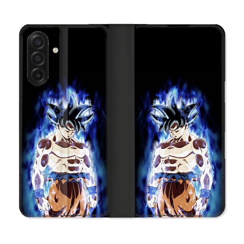Housse cuir portefeuille Pour Samsung Galaxy A17 5G Manga Dragon Ball Sangoku Noir