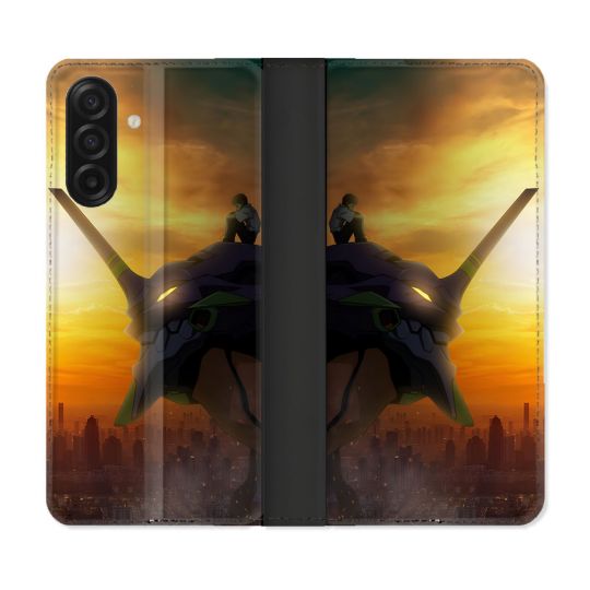 Housse cuir portefeuille Pour Samsung Galaxy A17 5G Manga Evangelion