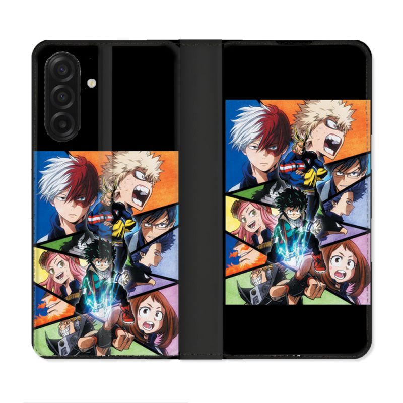 Housse cuir portefeuille Pour Samsung Galaxy A17 5G Manga My Hero Academia Noir