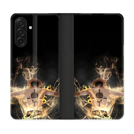Housse cuir portefeuille Pour Samsung Galaxy A17 5G Manga One Piece Ace Noir