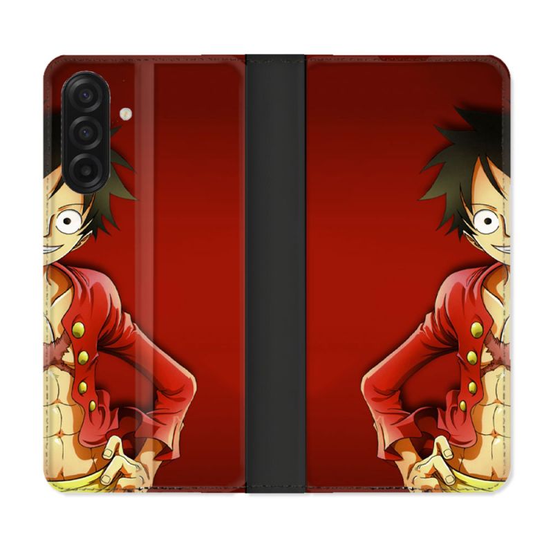 Housse cuir portefeuille Pour Samsung Galaxy A17 5G Manga One Piece Luffy