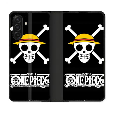 Housse cuir portefeuille Pour Samsung Galaxy A17 5G Manga One Piece Tete de Mort