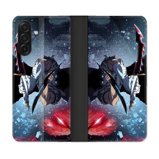 Housse cuir portefeuille Pour Samsung Galaxy A17 5G Manga Solo Leveling Sung Epee