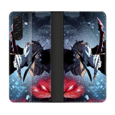 Housse cuir portefeuille Pour Samsung Galaxy A17 5G Manga Solo Leveling Sung Epee