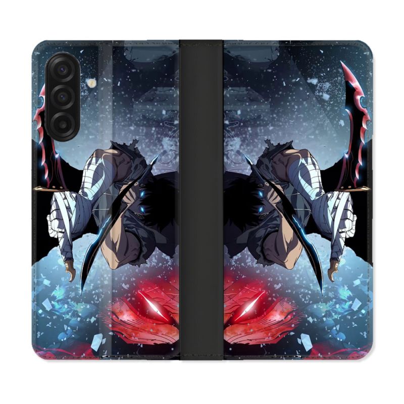 Housse cuir portefeuille Pour Samsung Galaxy A17 5G Manga Solo Leveling Sung Epee