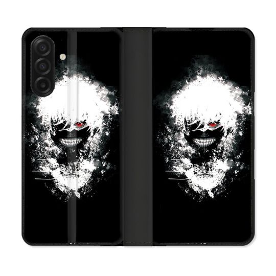 Housse cuir portefeuille Pour Samsung Galaxy A17 5G Manga Tokyo Ghoul Kaneki Tag