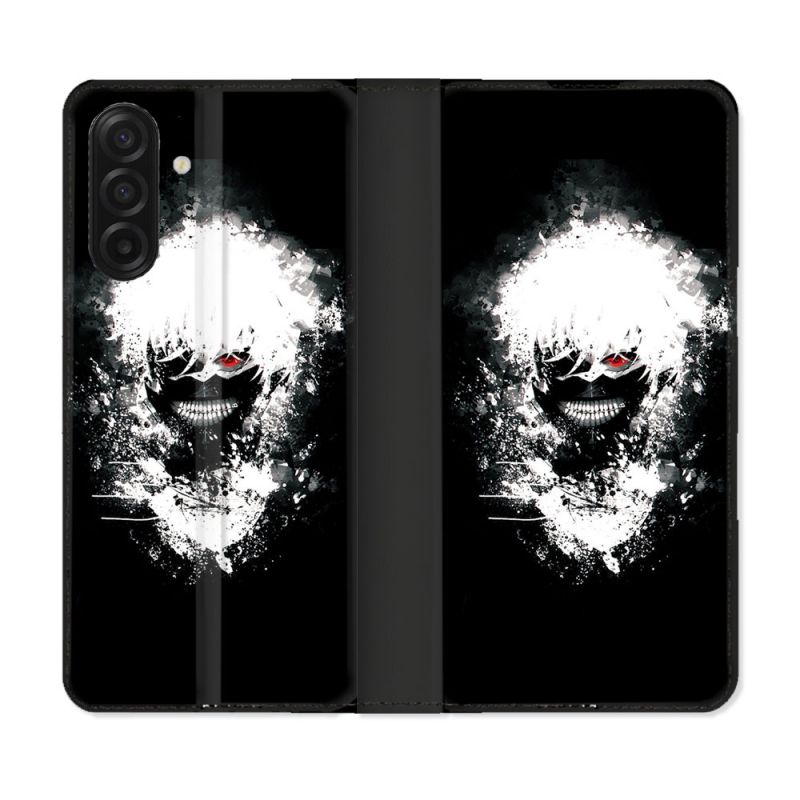Housse cuir portefeuille Pour Samsung Galaxy A17 5G Manga Tokyo Ghoul Kaneki Tag