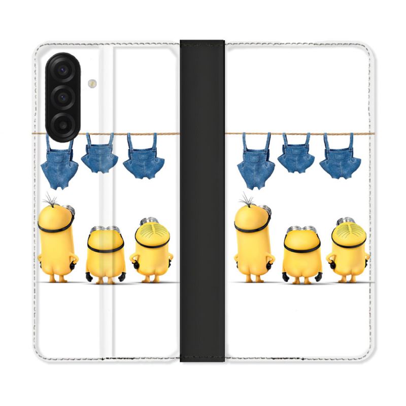 Housse cuir portefeuille Pour Samsung Galaxy A17 5G Minions Nus