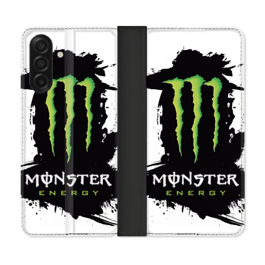 Housse cuir portefeuille Pour Samsung Galaxy A17 5G Monster Energy Tache