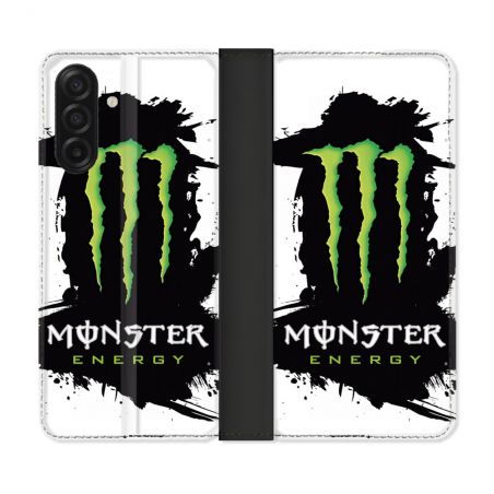 Housse cuir portefeuille Pour Samsung Galaxy A17 5G Monster Energy Tache