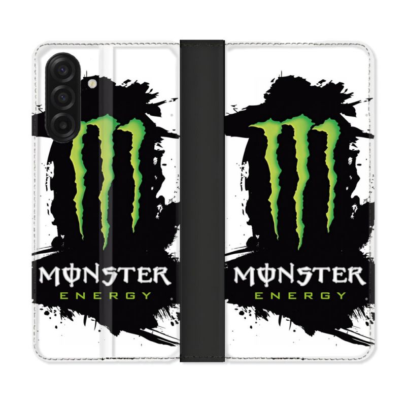 Housse cuir portefeuille Pour Samsung Galaxy A17 5G Monster Energy Tache