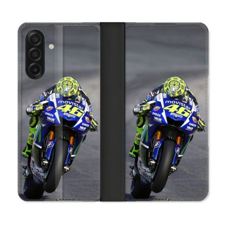 Housse cuir portefeuille Pour Samsung Galaxy A17 5G Moto Course GP Wheeling 46