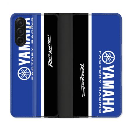 Housse cuir portefeuille Pour Samsung Galaxy A17 5G Moto Yamaha