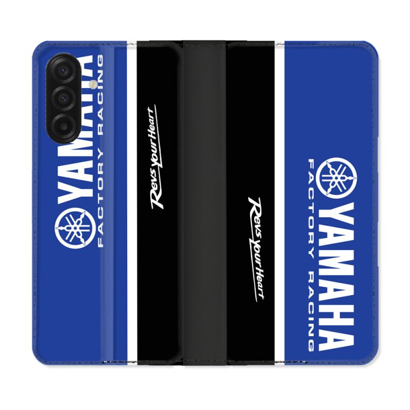 Housse cuir portefeuille Pour Samsung Galaxy A17 5G Moto Yamaha