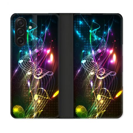 Housse cuir portefeuille Pour Samsung Galaxy A17 5G Musique Partition Multicolore