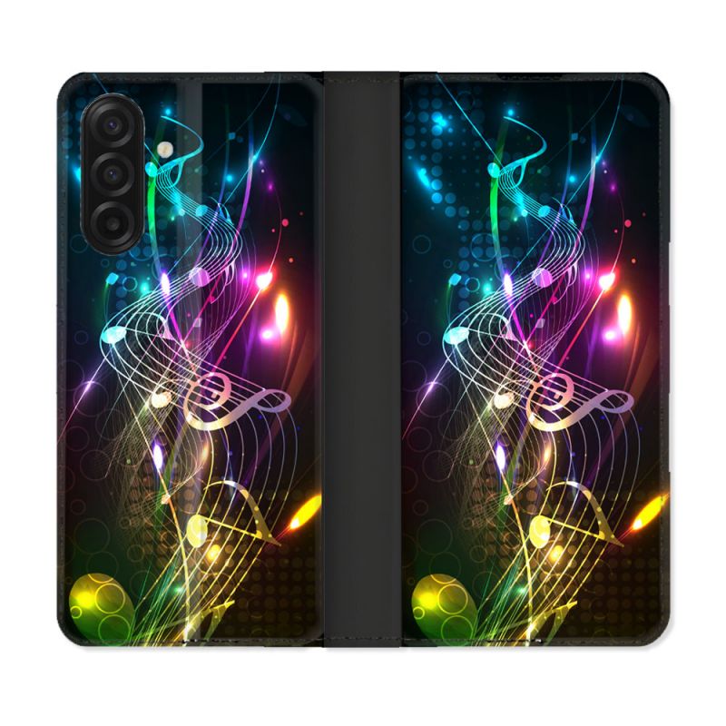 Housse cuir portefeuille Pour Samsung Galaxy A17 5G Musique Partition Multicolore