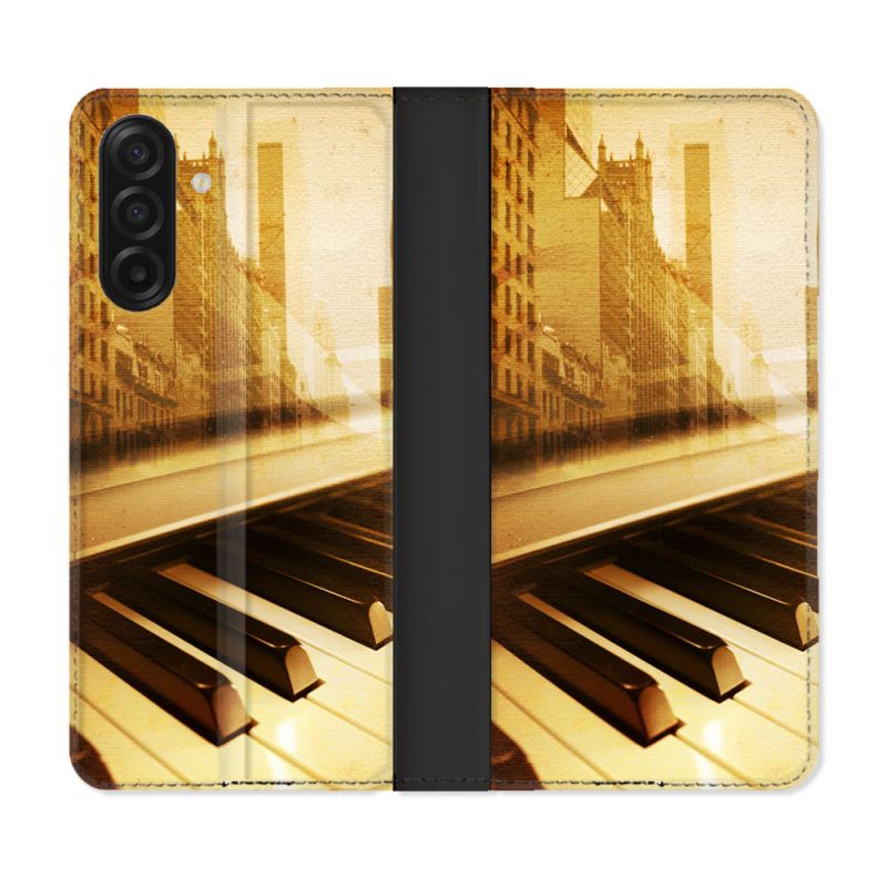 Housse cuir portefeuille Pour Samsung Galaxy A17 5G Musique Piano Retro