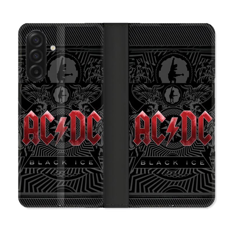 Housse cuir portefeuille Pour Samsung Galaxy A17 5G Musique Rock ACDC Rouge