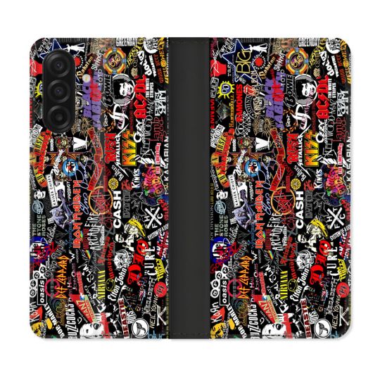 Housse cuir portefeuille Pour Samsung Galaxy A17 5G Musique Rock Groupe