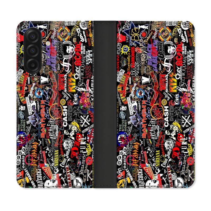 Housse cuir portefeuille Pour Samsung Galaxy A17 5G Musique Rock Groupe