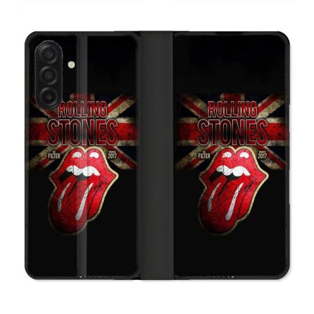 Housse cuir portefeuille Pour Samsung Galaxy A17 5G Musique Rolling Stones