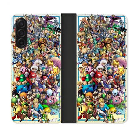 Housse cuir portefeuille Pour Samsung Galaxy A17 5G Nintendo