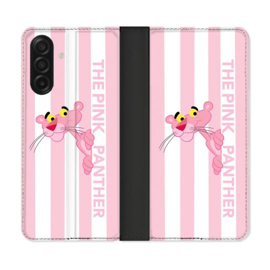 Housse cuir portefeuille Pour Samsung Galaxy A17 5G Panthere Rose