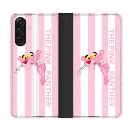 Housse cuir portefeuille Pour Samsung Galaxy A17 5G Panthere Rose