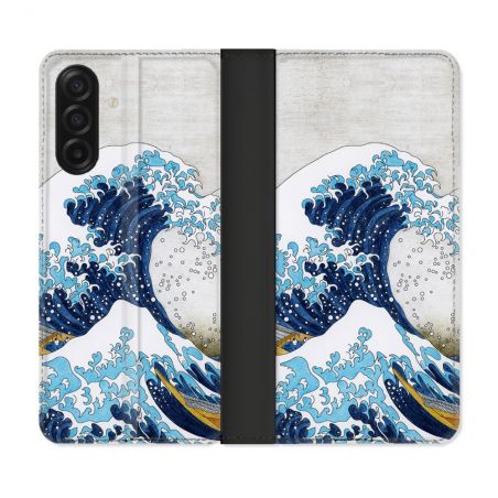 Housse cuir portefeuille Pour Samsung Galaxy A17 5G Peinture La Grande Vague