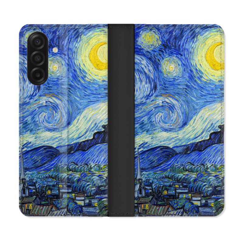 Housse cuir portefeuille Pour Samsung Galaxy A17 5G Peinture La nuit étoilée