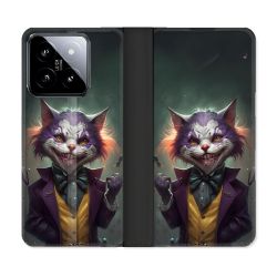 Housse cuir portefeuille Pour Xiaomi 14 Animal Chat Joker