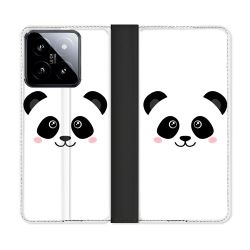 Housse cuir portefeuille Pour Xiaomi 14 Animal Panda Blanc